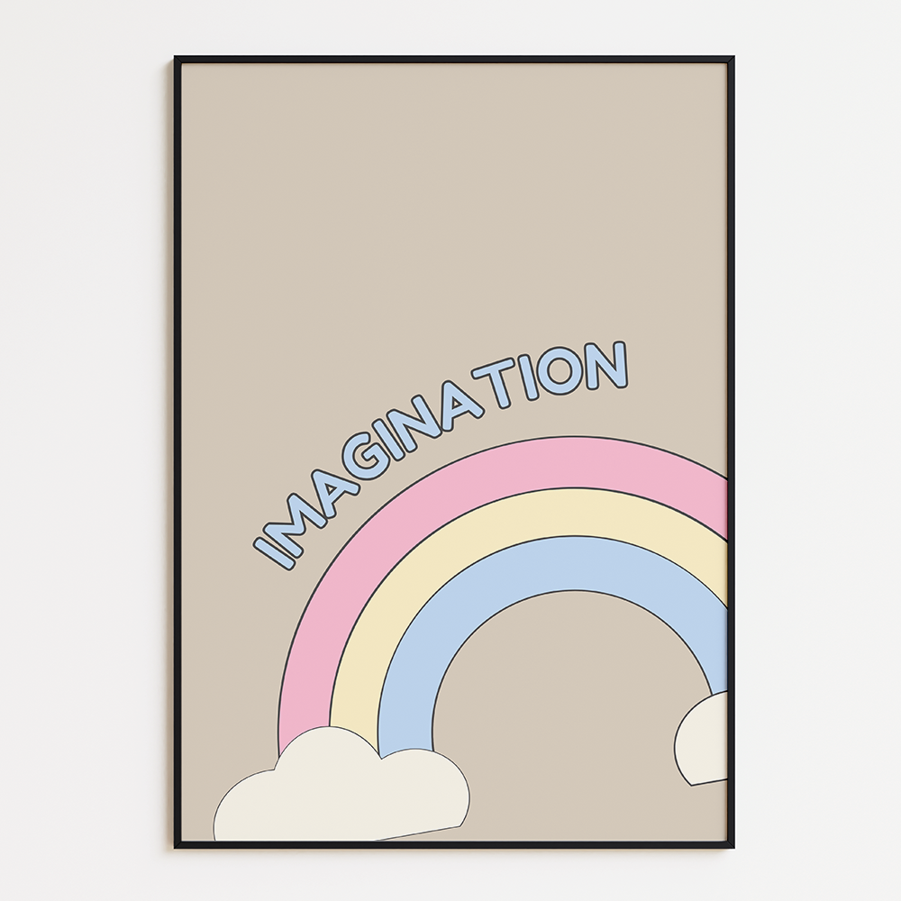Inspirerende Poster 'Imagination' met Regenboog