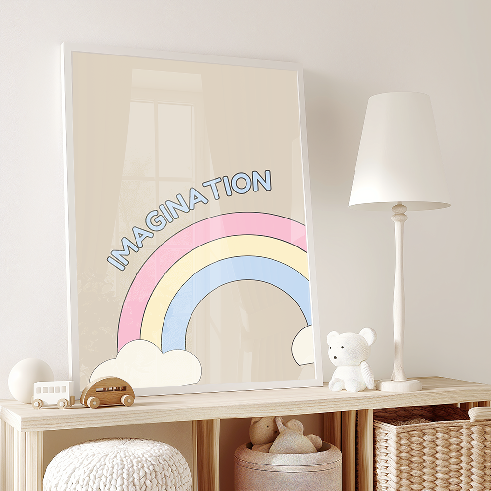 Inspirerende Poster 'Imagination' met Regenboog