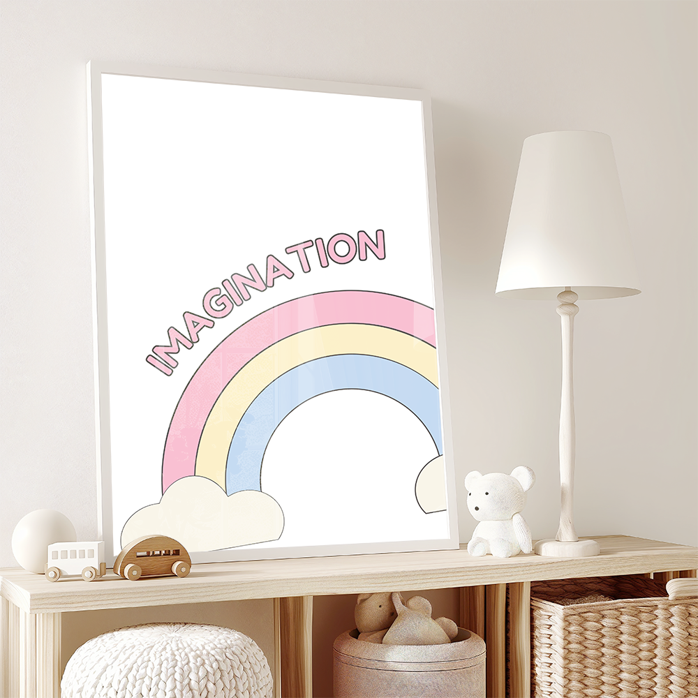 Inspirerende Poster 'Imagination' met Regenboog