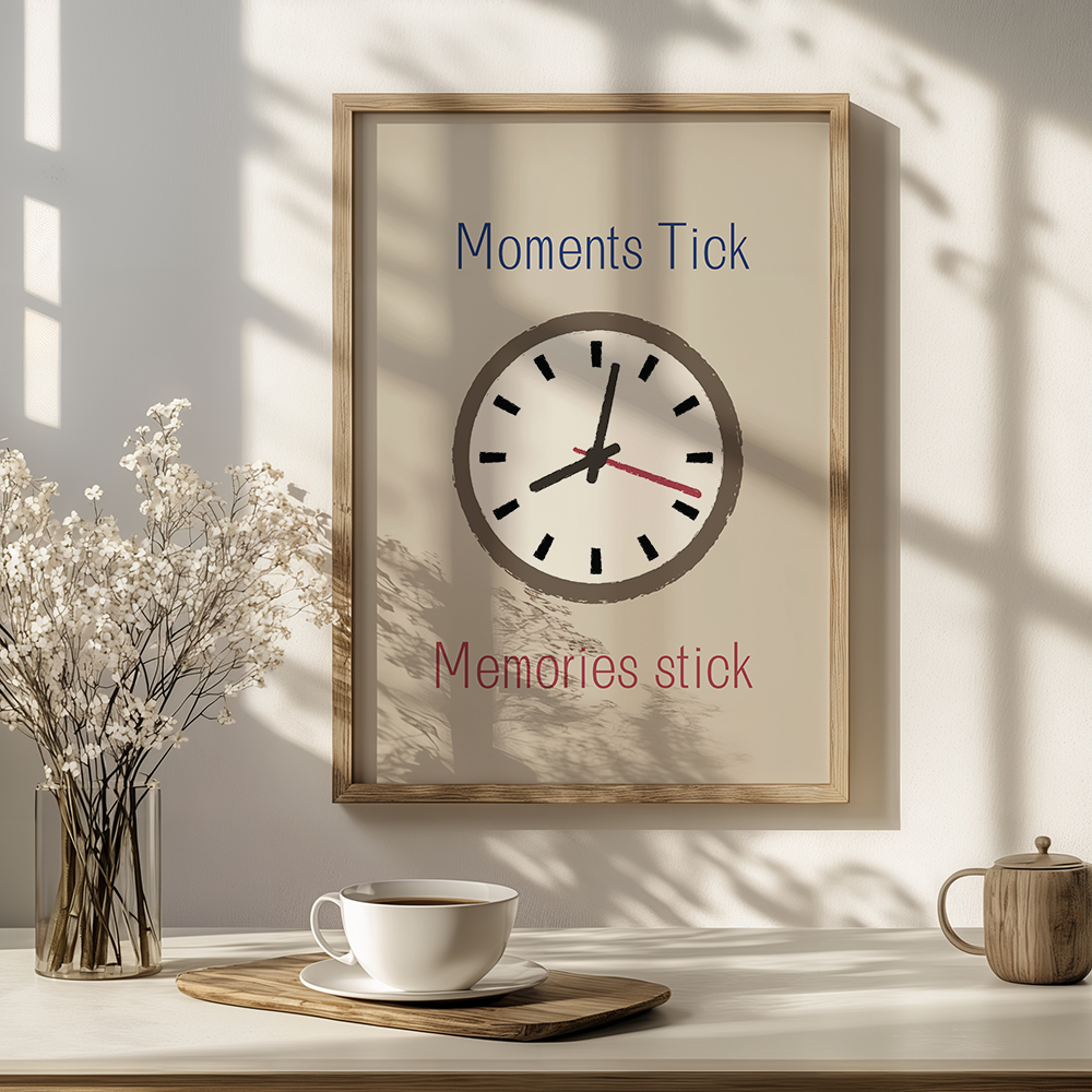 Stijlvolle poster 'Moments tick, memories stick'