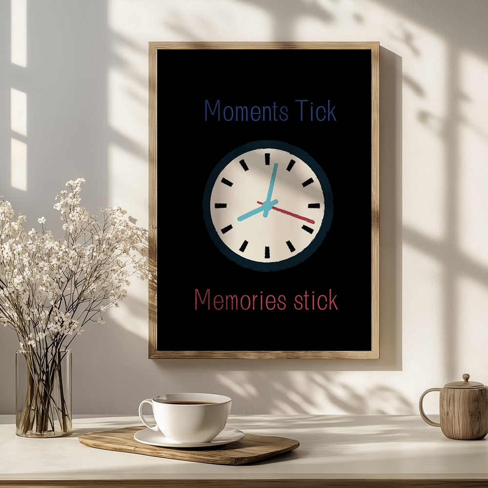 Stijlvolle poster 'Moments tick, memories stick'