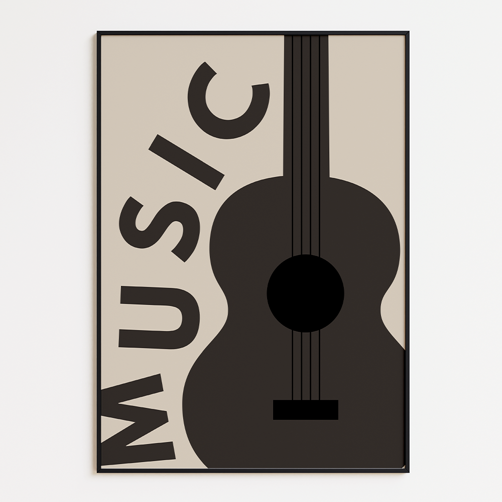 Stijlvolle Music Poster met Gitaar - Premium Kwaliteit