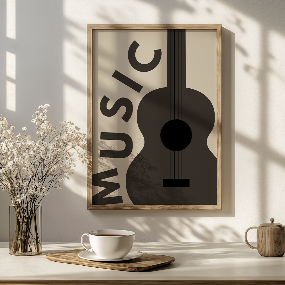 Stijlvolle Music Poster met Gitaar - Premium Kwaliteit