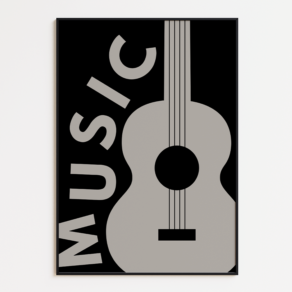 Stijlvolle Music Poster met Gitaar - Premium Kwaliteit