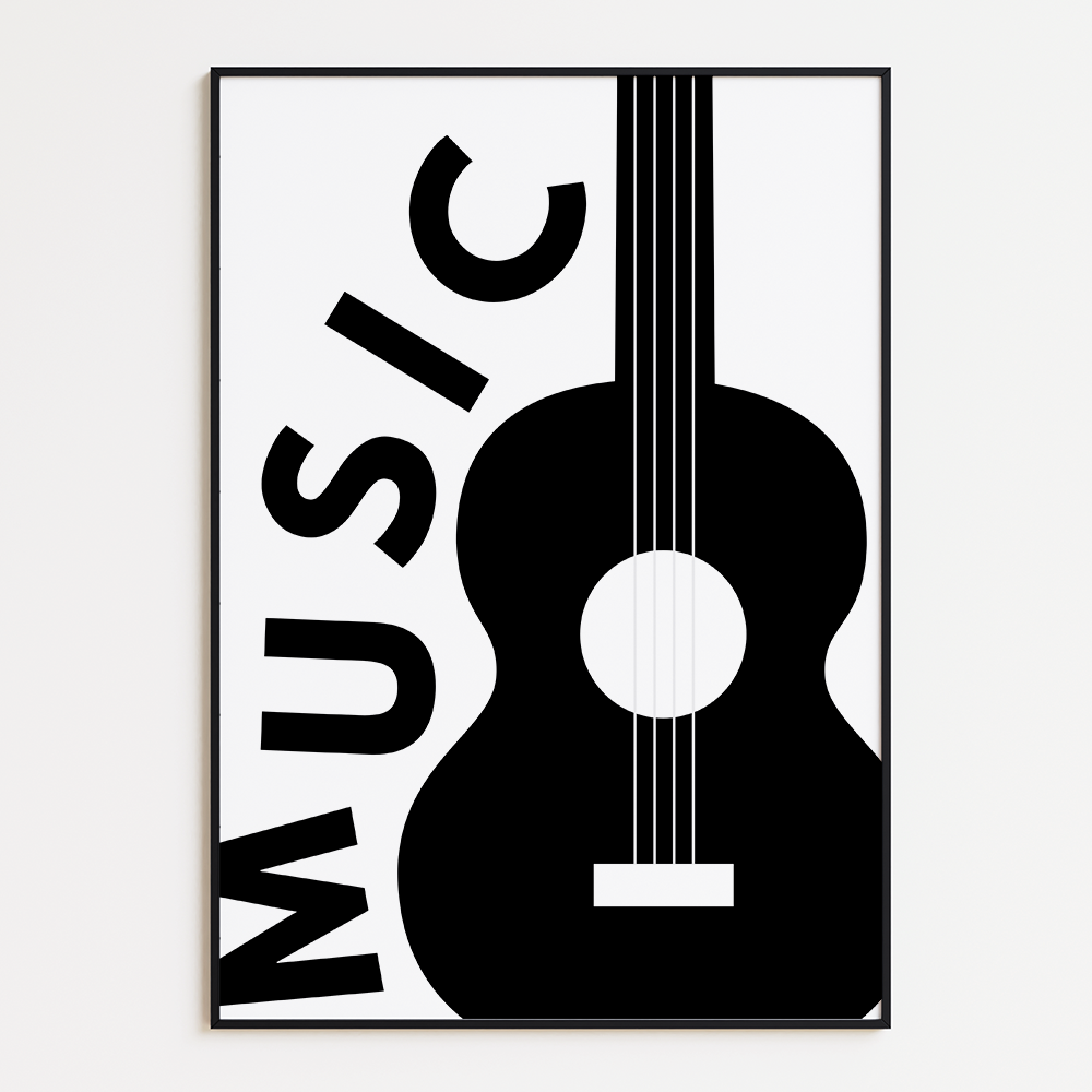 Stijlvolle Music Poster met Gitaar - Premium Kwaliteit