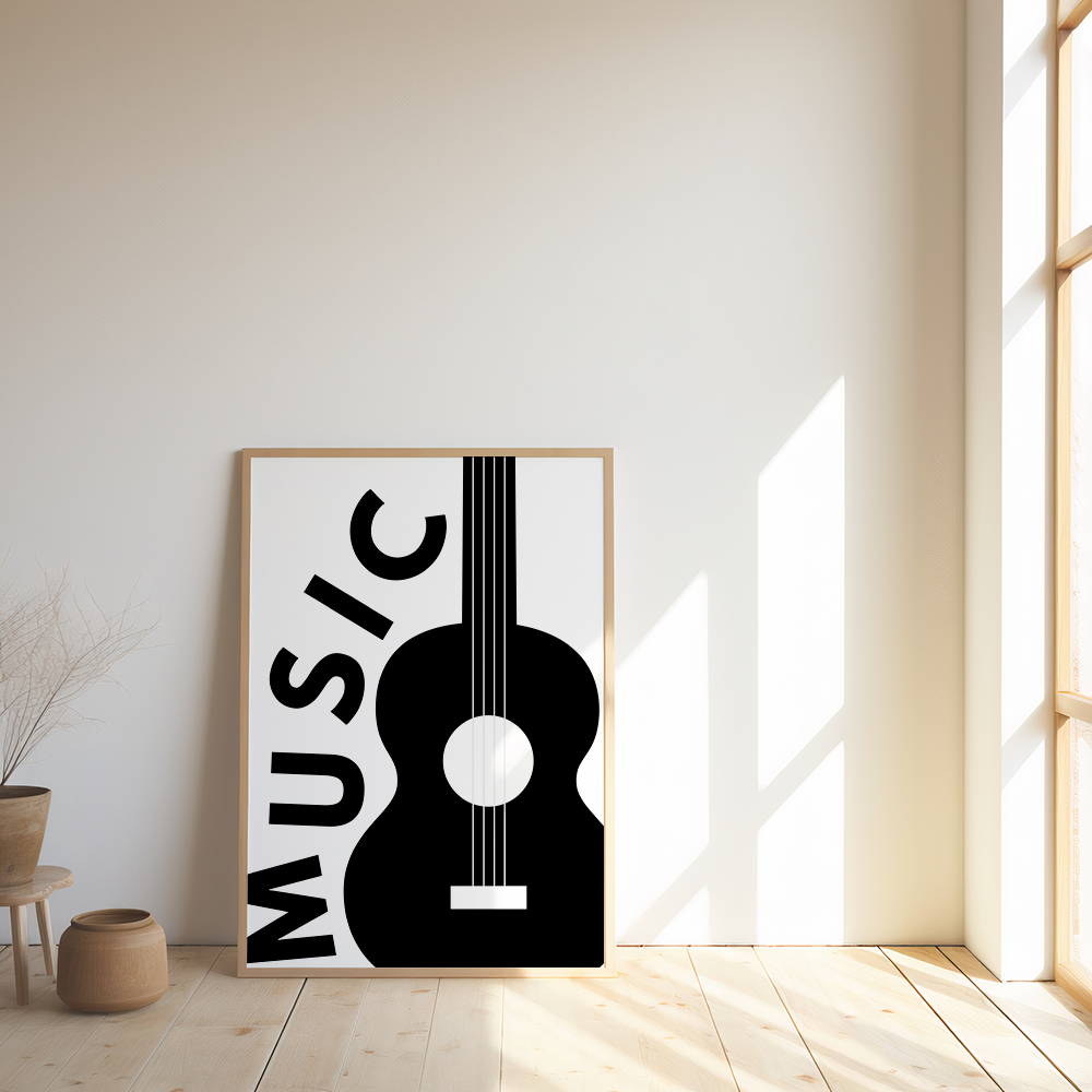 Stijlvolle Music Poster met Gitaar - Premium Kwaliteit