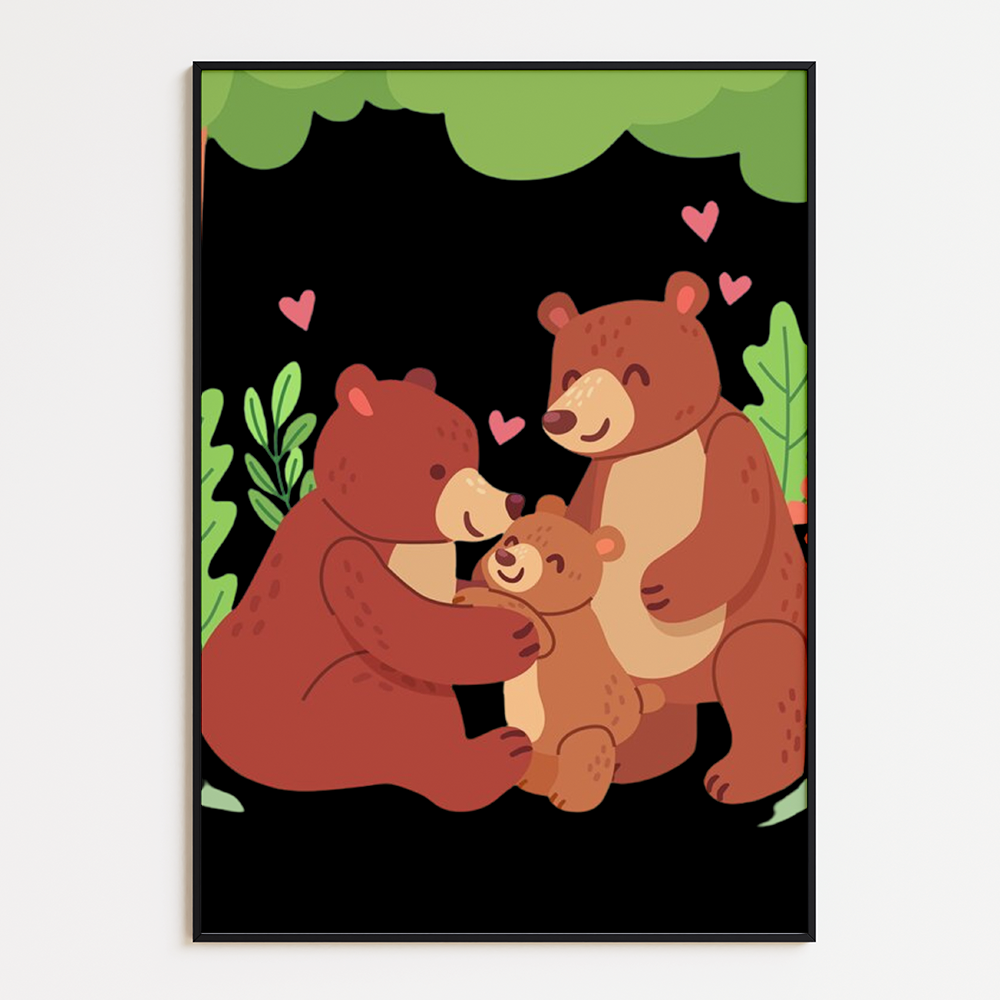 Mama bear, papa bear and baby bear