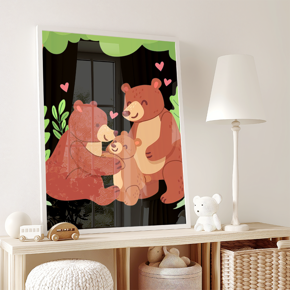 Mama bear, papa bear and baby bear