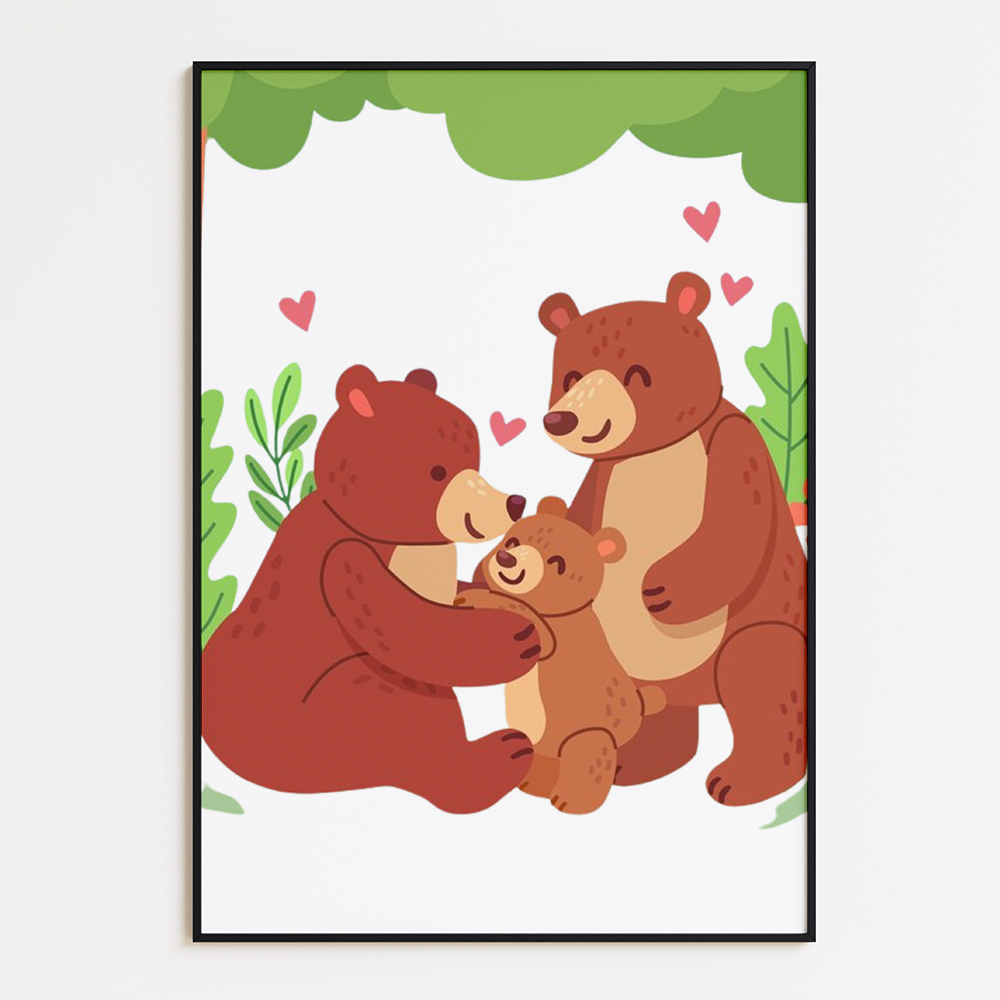 Mama bear, papa bear and baby bear