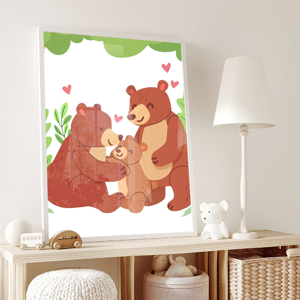 Mama bear, papa bear and baby bear