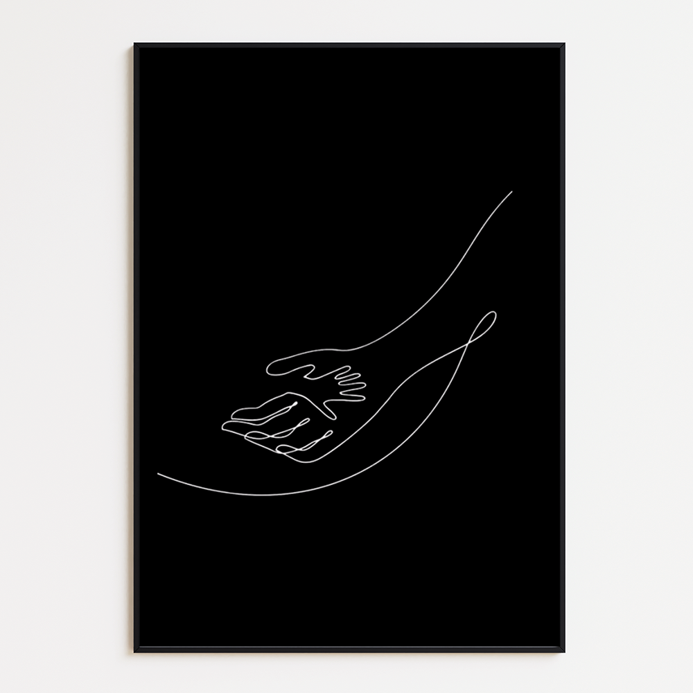 Poster Lijnen - Volwassen Hand met Baby Hand