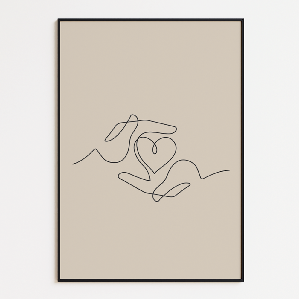 Poster Lijnen - Twee Handen en een Hart