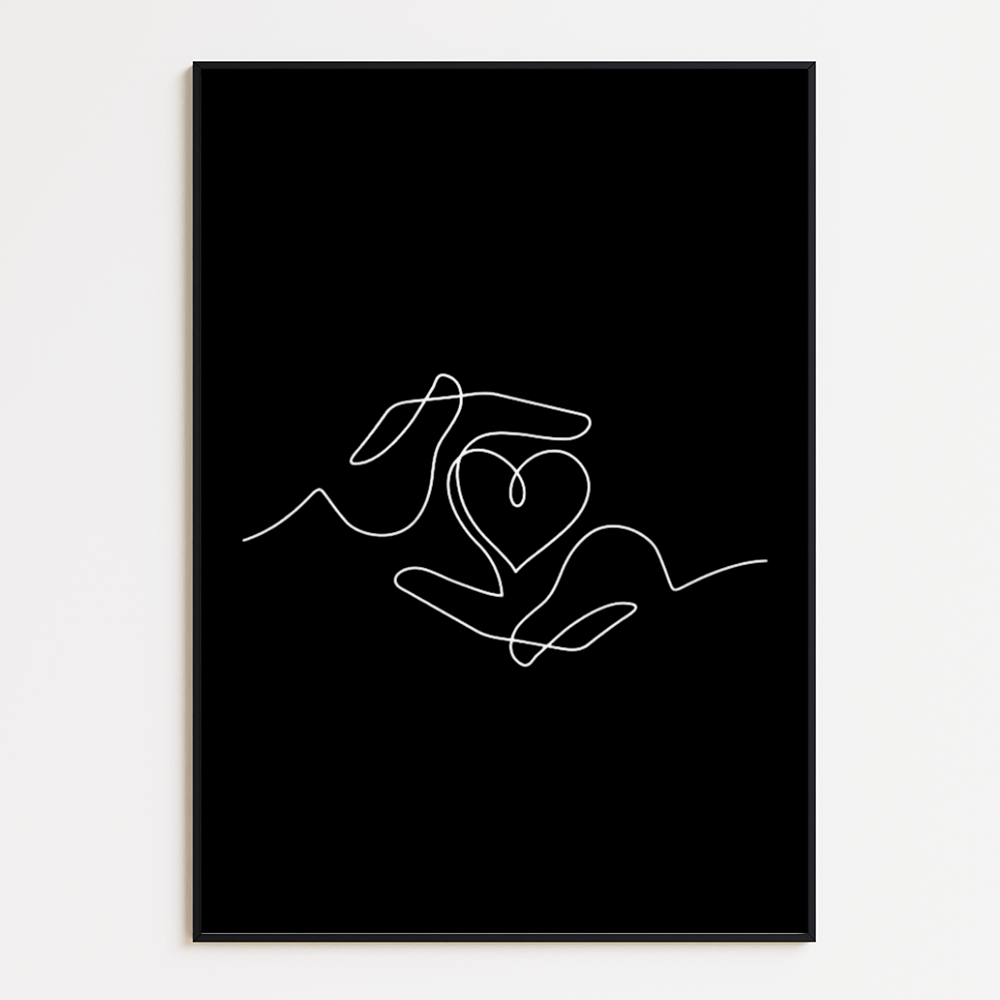 Poster Lijnen - Twee Handen en een Hart