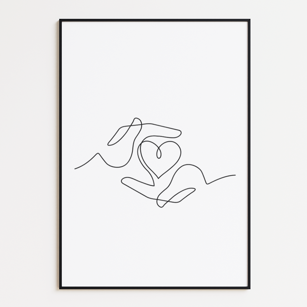 Poster Lijnen - Twee Handen en een Hart