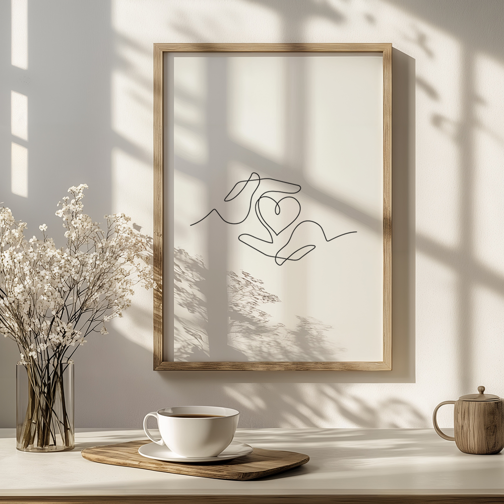 Poster Lijnen - Twee Handen en een Hart