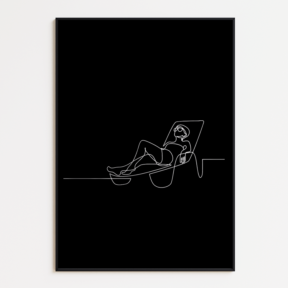 Poster Lijnen - Vrouw op Ligbed