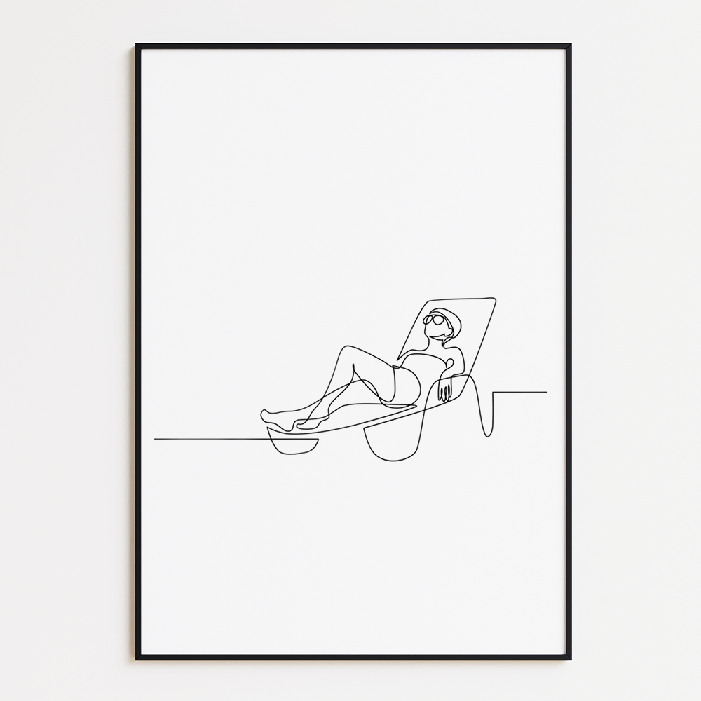 Poster Lijnen - Vrouw op Ligbed