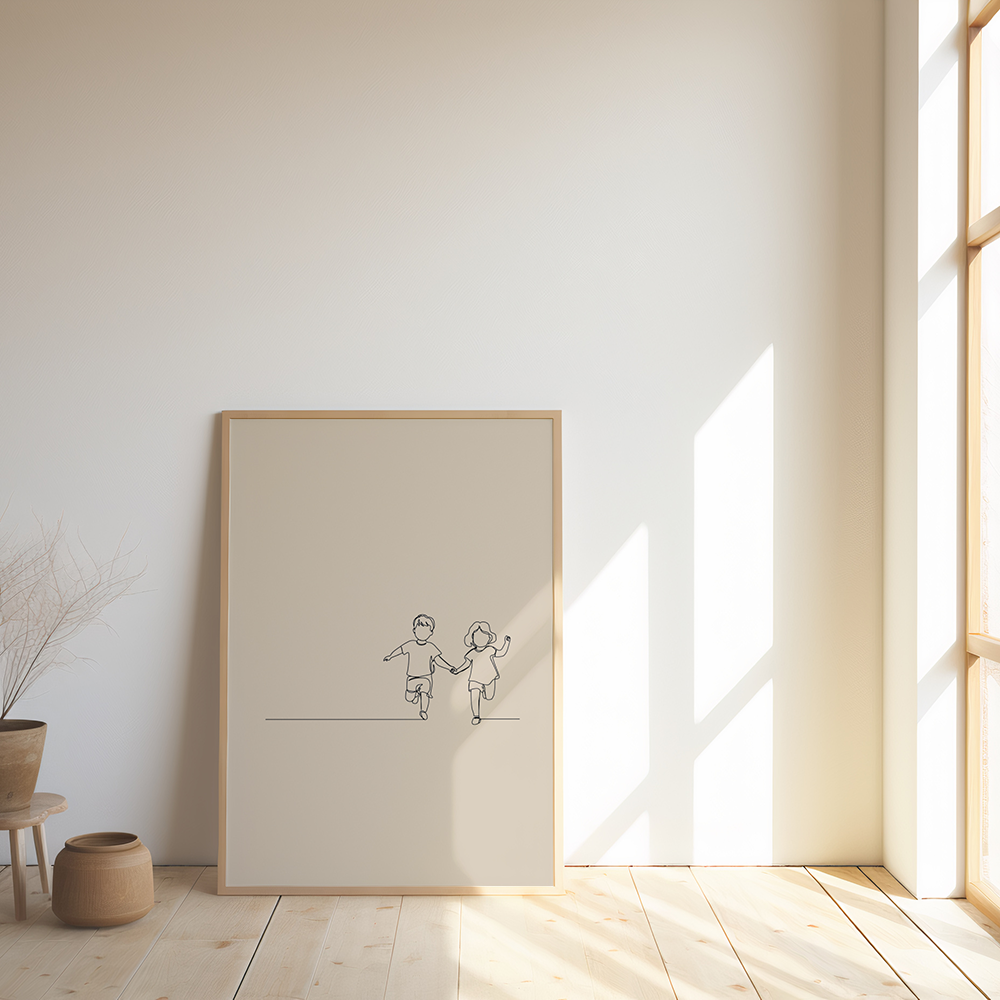 Poster Lijnen - Twee Kinderen