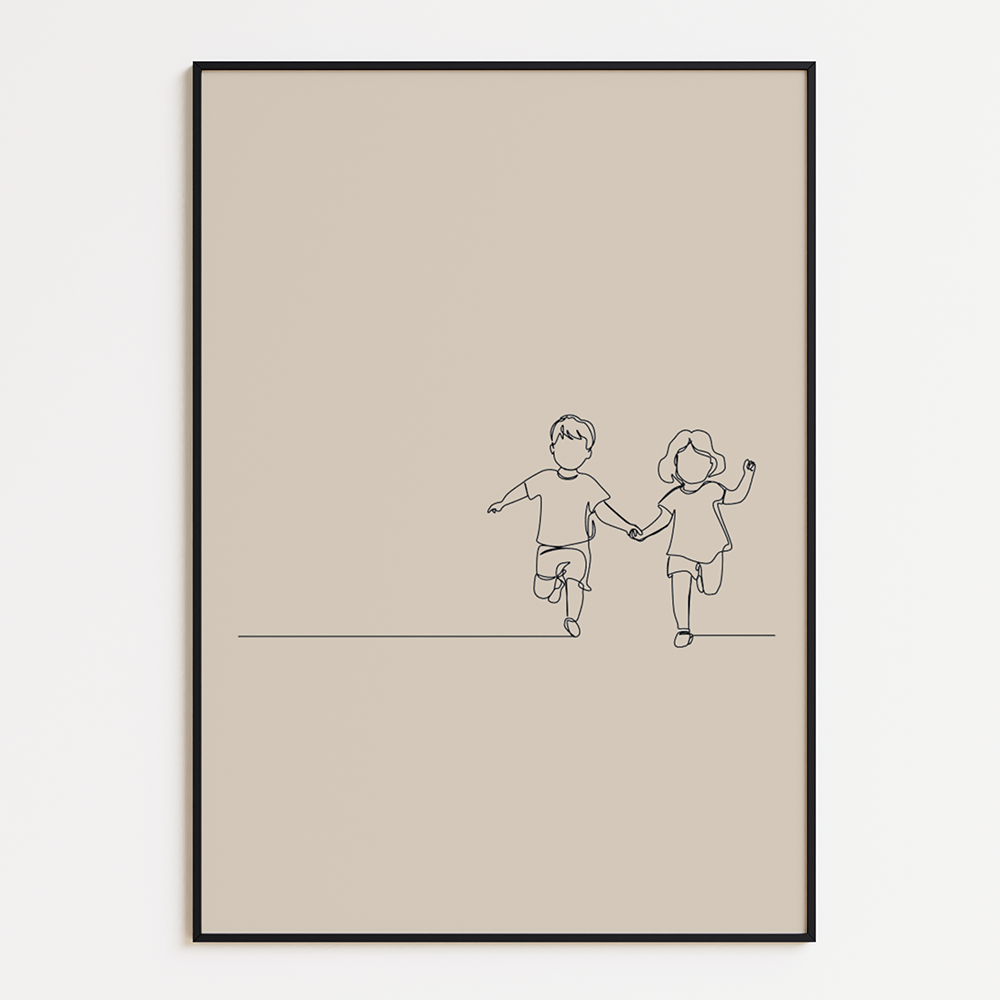 Poster Lijnen - Twee Kinderen