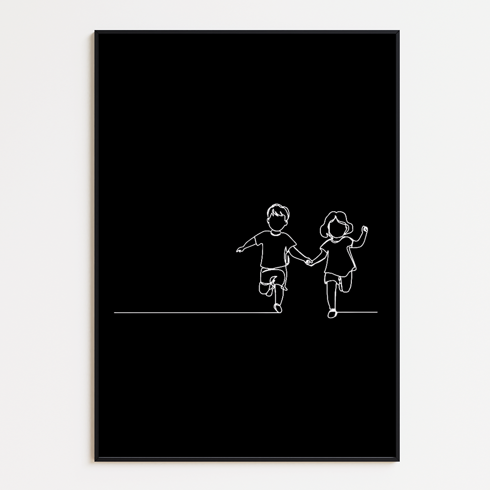 Poster Lijnen - Twee Kinderen