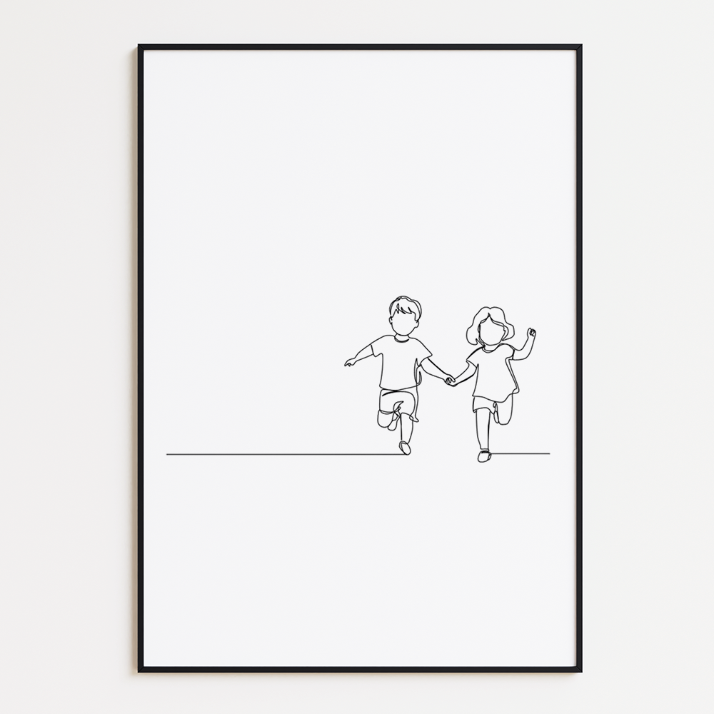 Poster Lijnen - Twee Kinderen