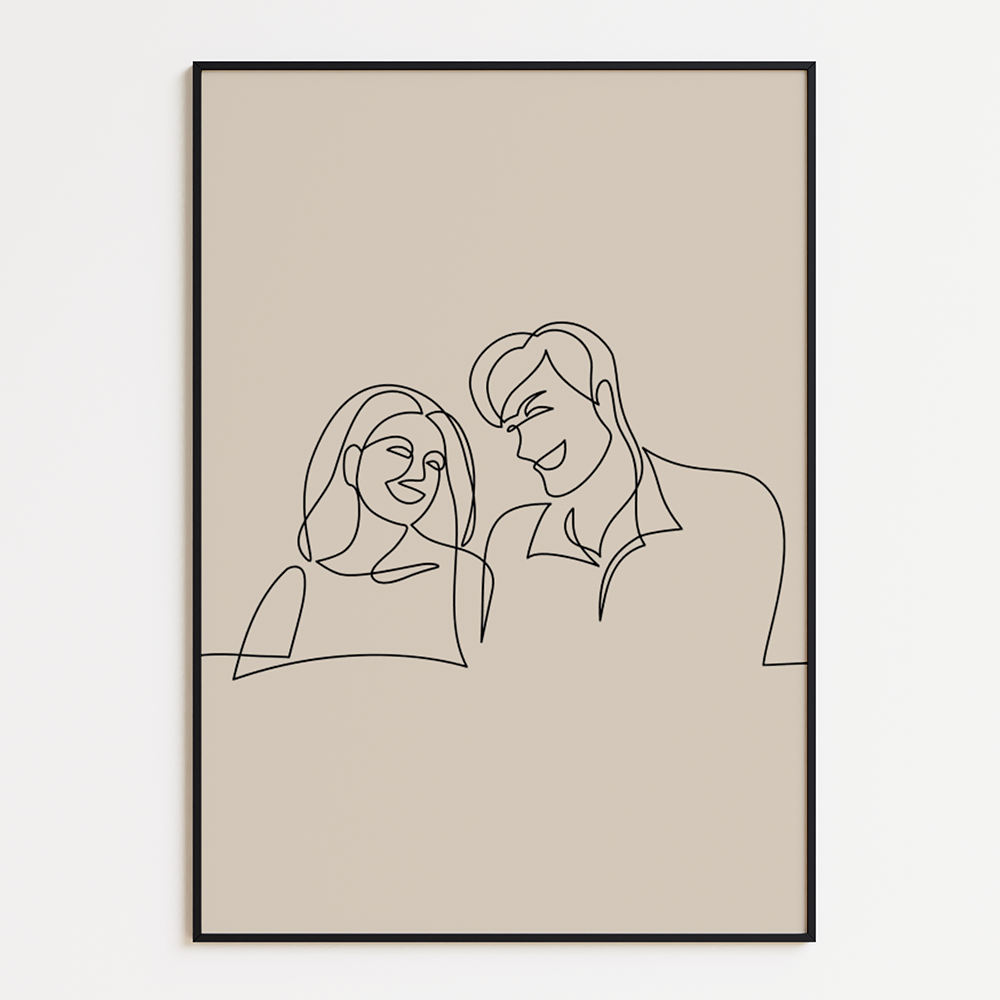 Poster Lijnen - Stel Man en Vrouw
