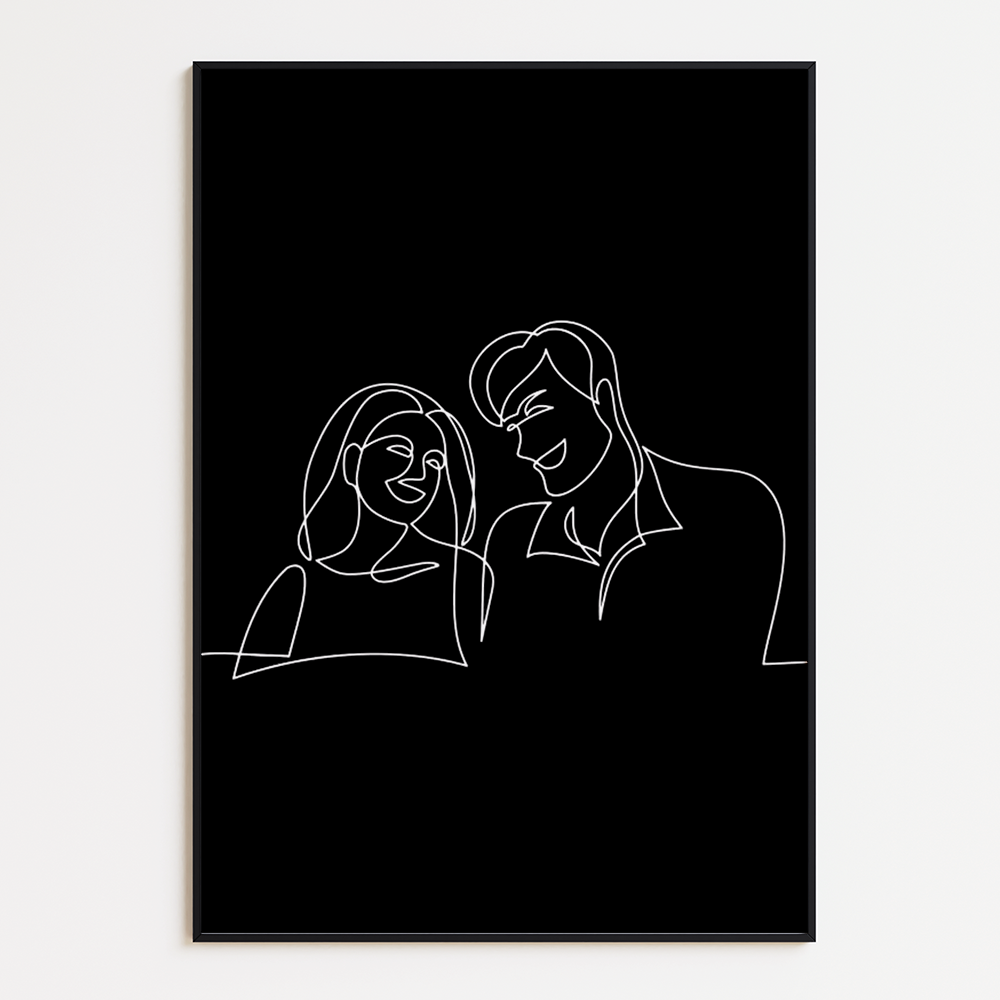 Poster Lijnen - Stel Man en Vrouw