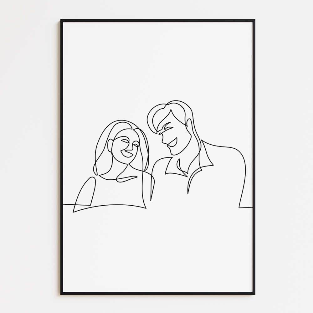 Poster Lijnen - Stel Man en Vrouw