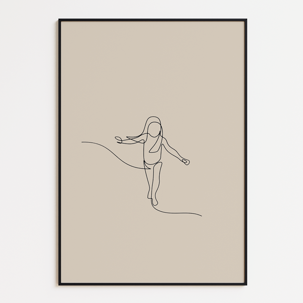 Poster Lijnen tekening van een meisje