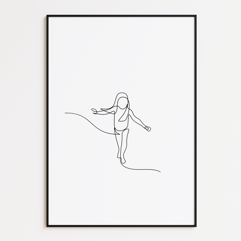 Poster Lijnen tekening van een meisje
