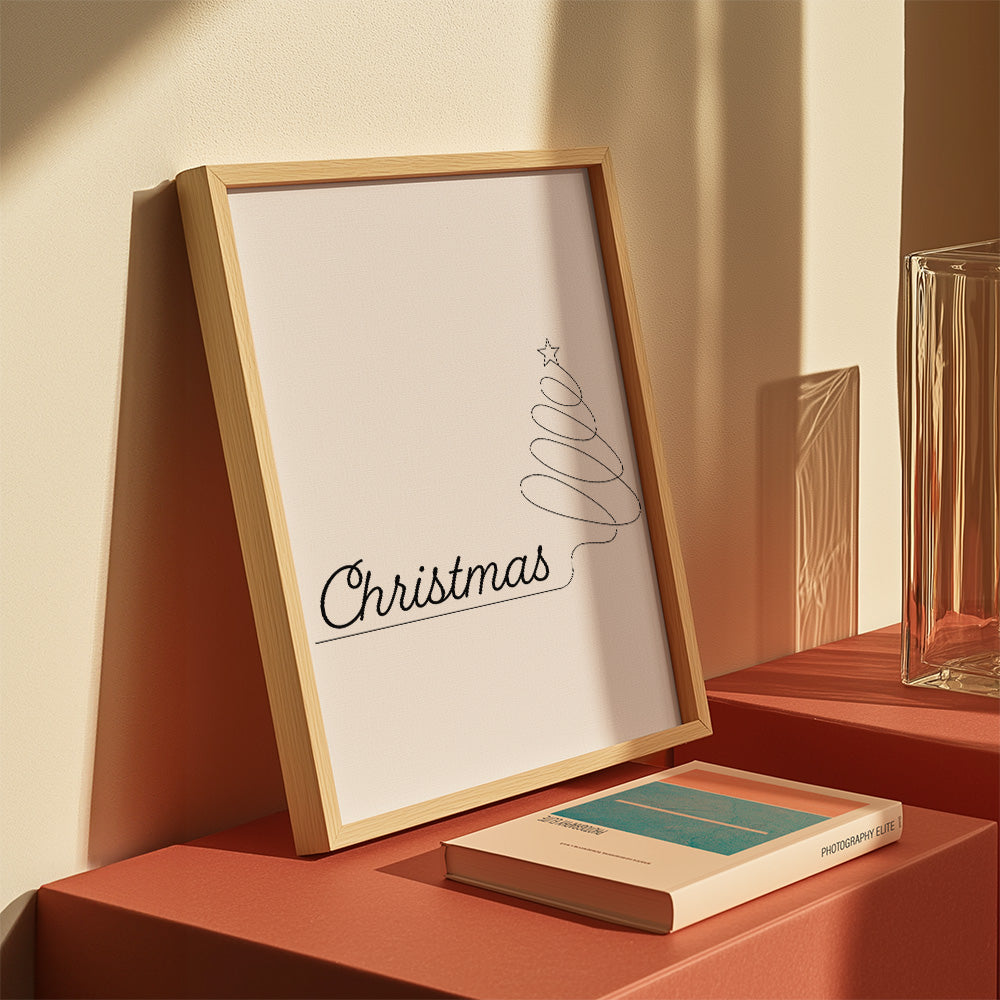 Poster Christmas met lijnen boom