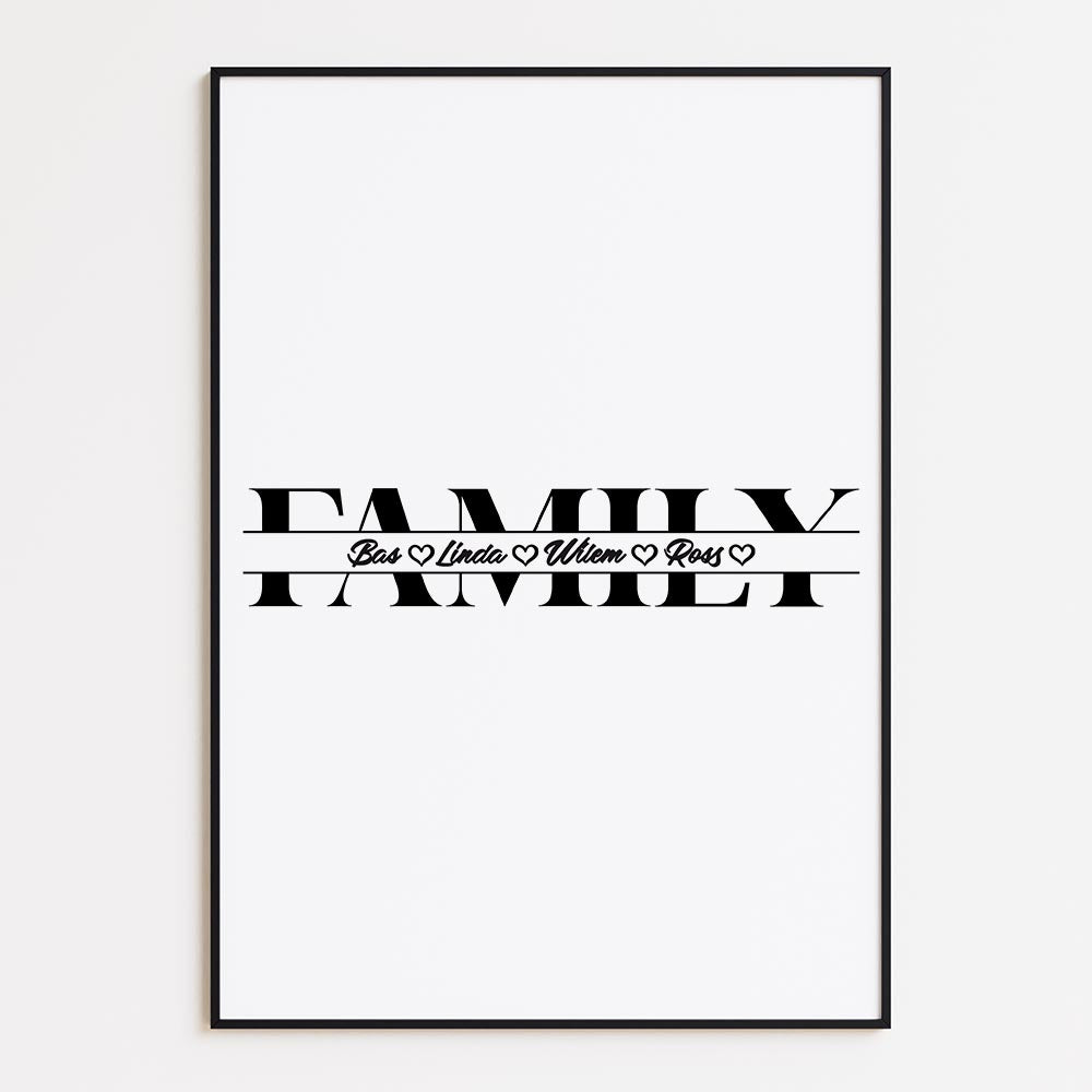 Family met Namen en Hartjes