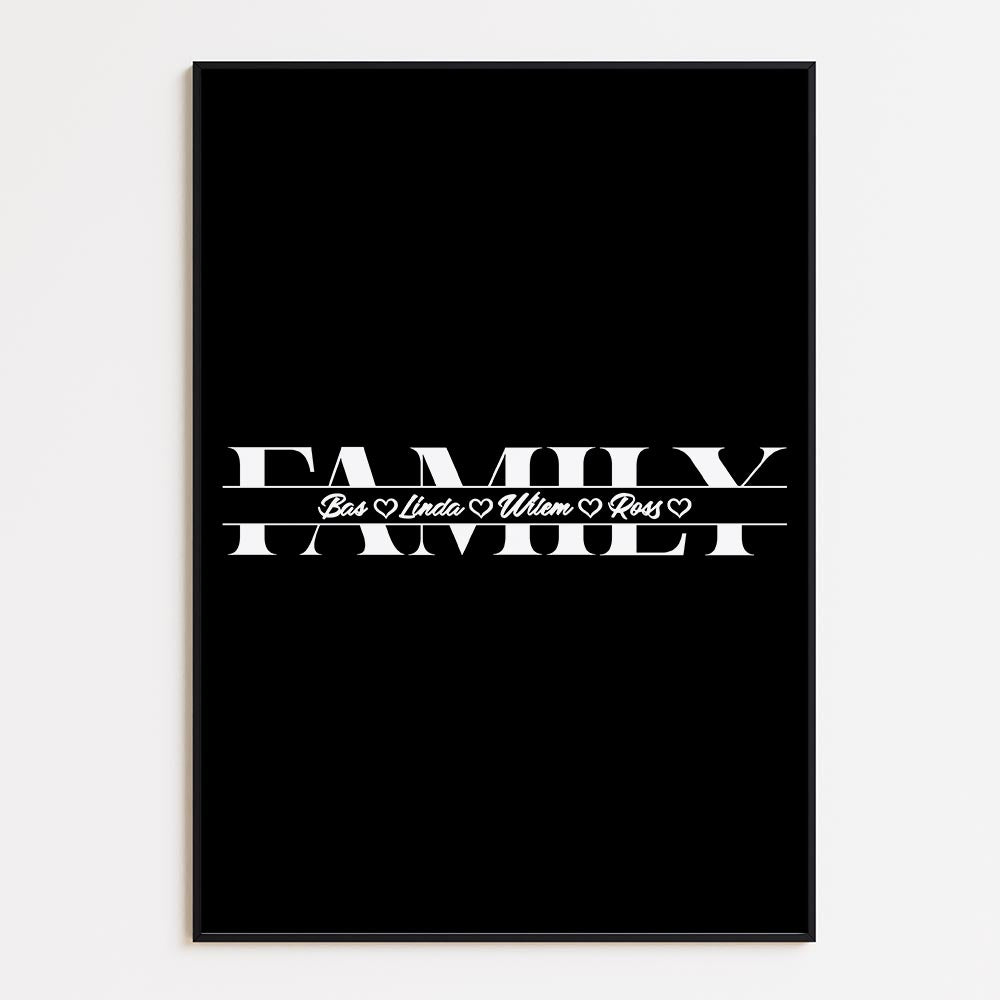 Family met Namen en Hartjes