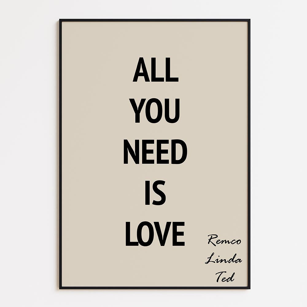 All you need is love met namen