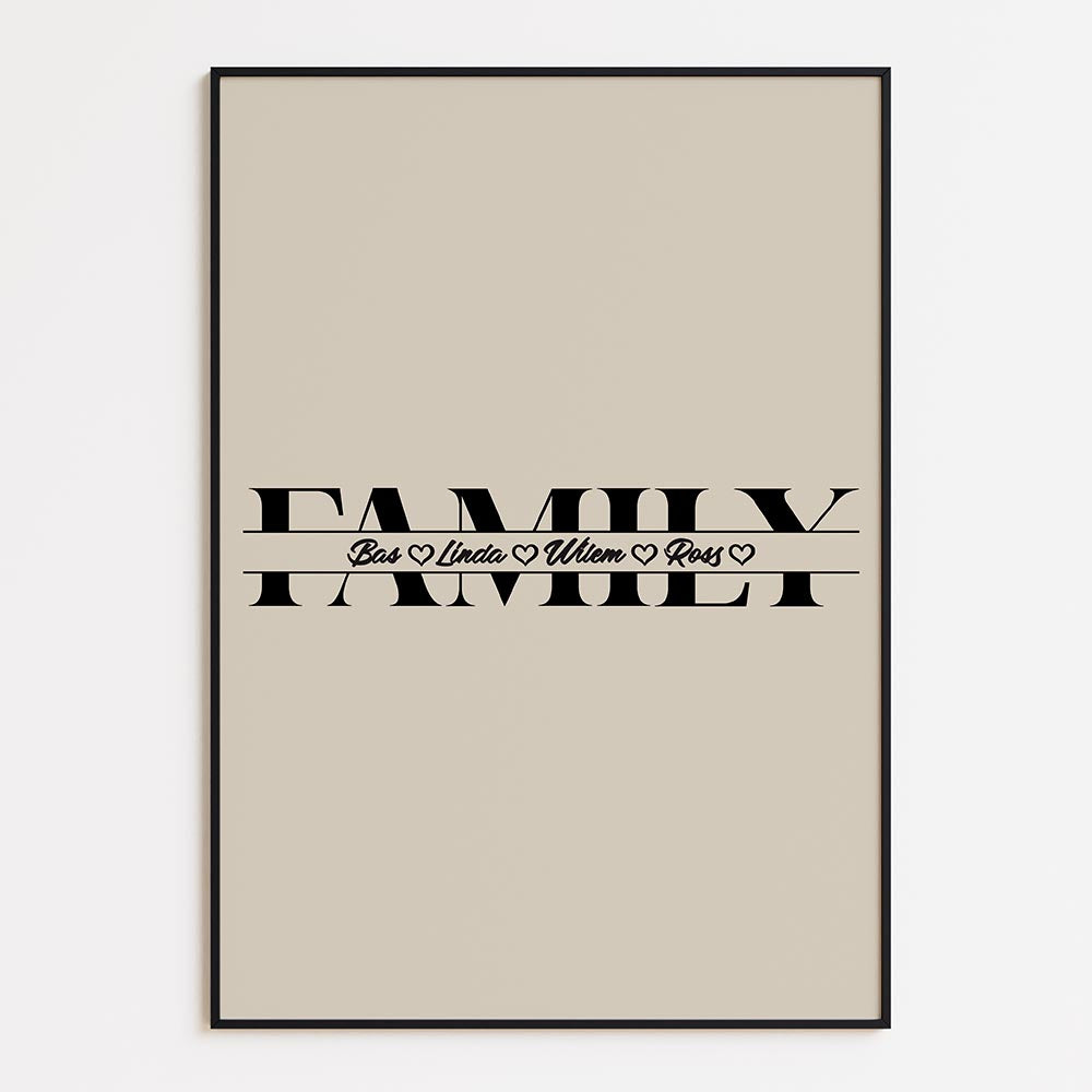 Family met Namen en Hartjes