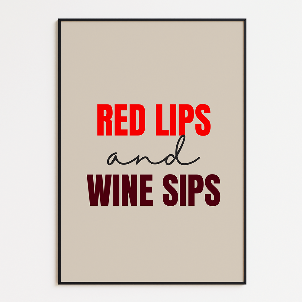 Red lips and wine sips