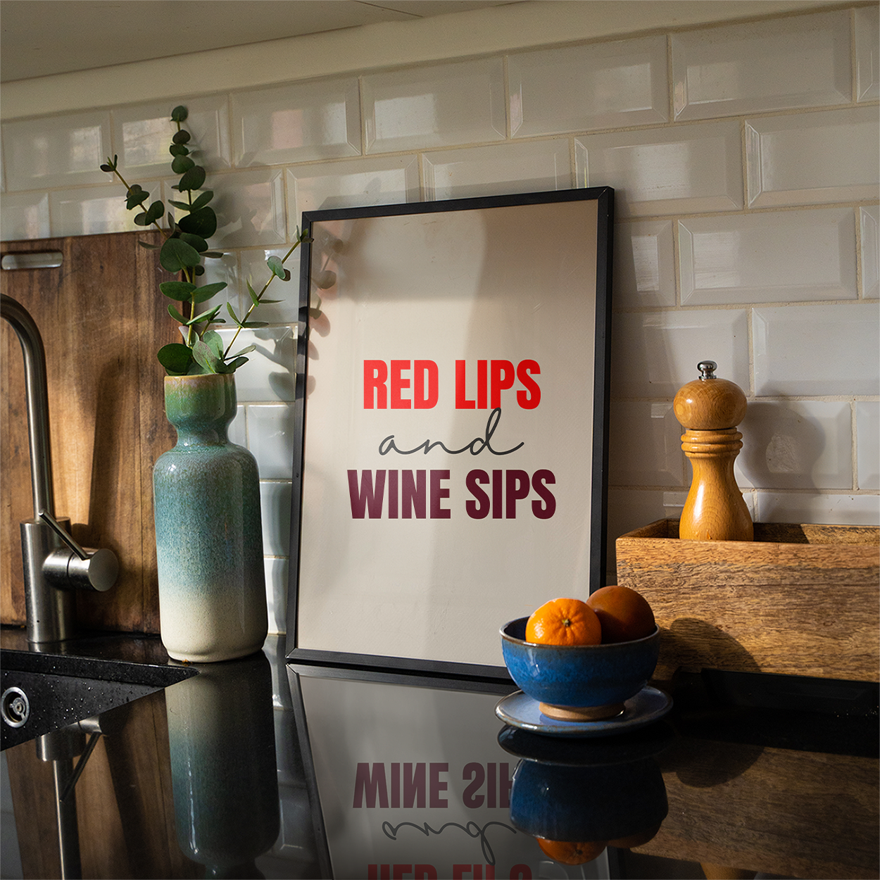 Red lips and wine sips