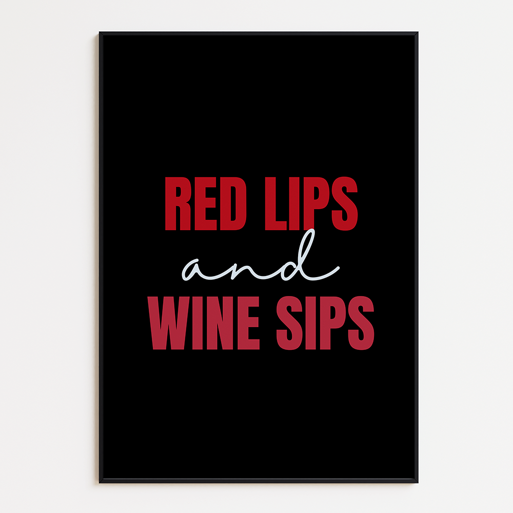 Red lips and wine sips