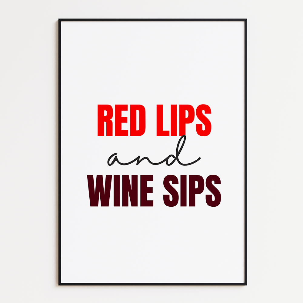 Red lips and wine sips