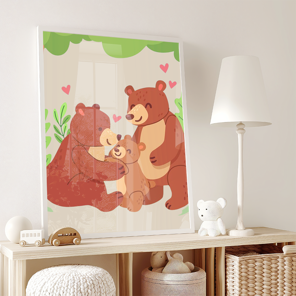 Mama bear, papa bear and baby bear