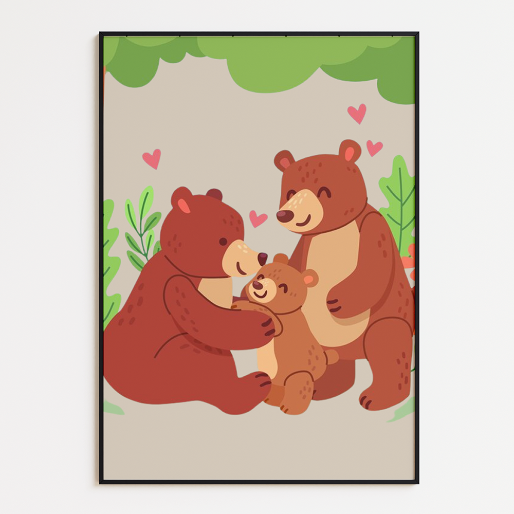 Mama bear, papa bear and baby bear
