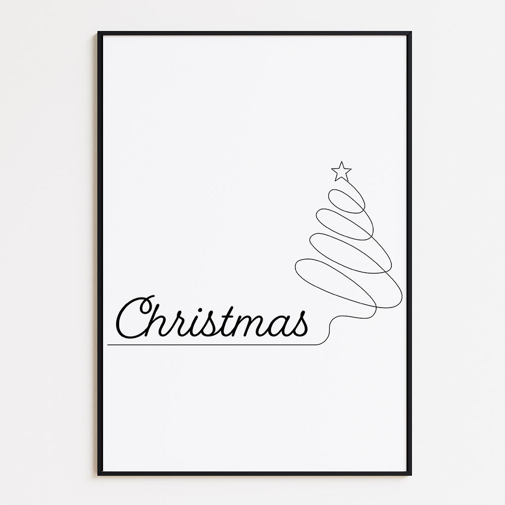 Poster Christmas met lijnen boom