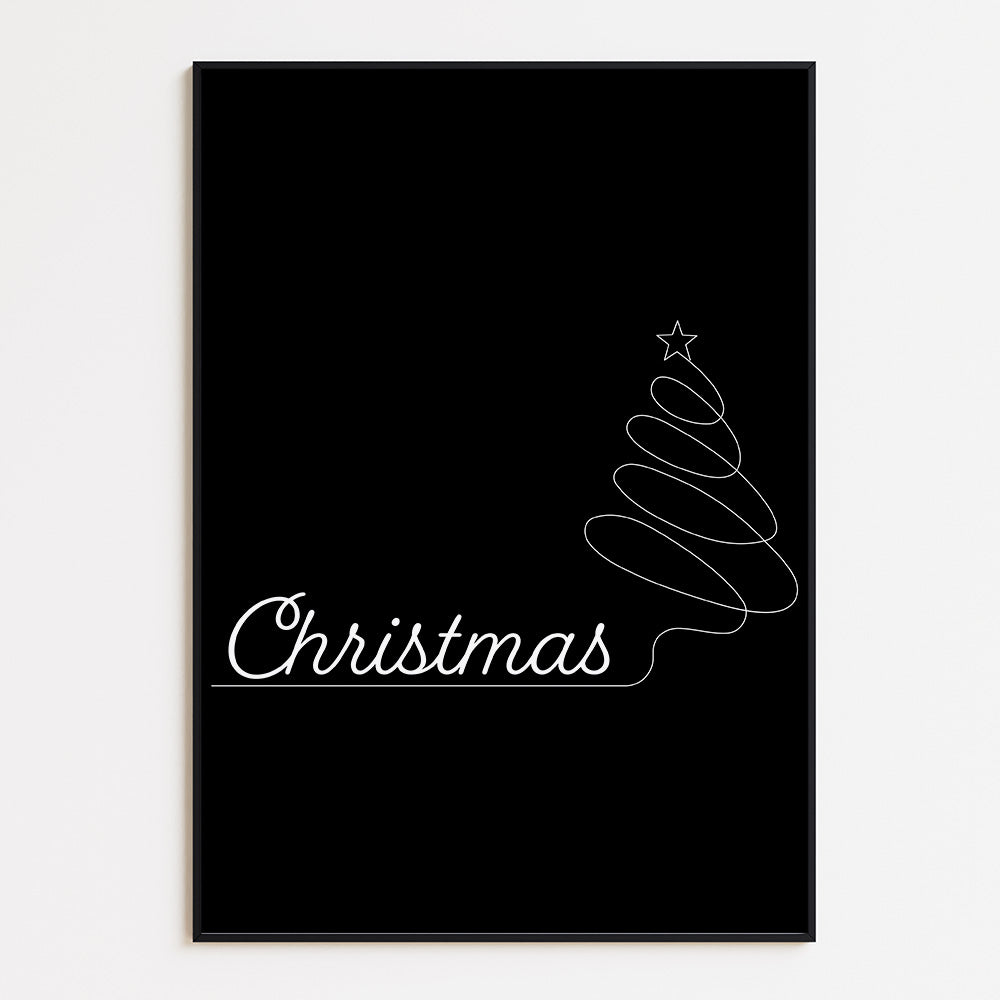 Poster Christmas met lijnen boom
